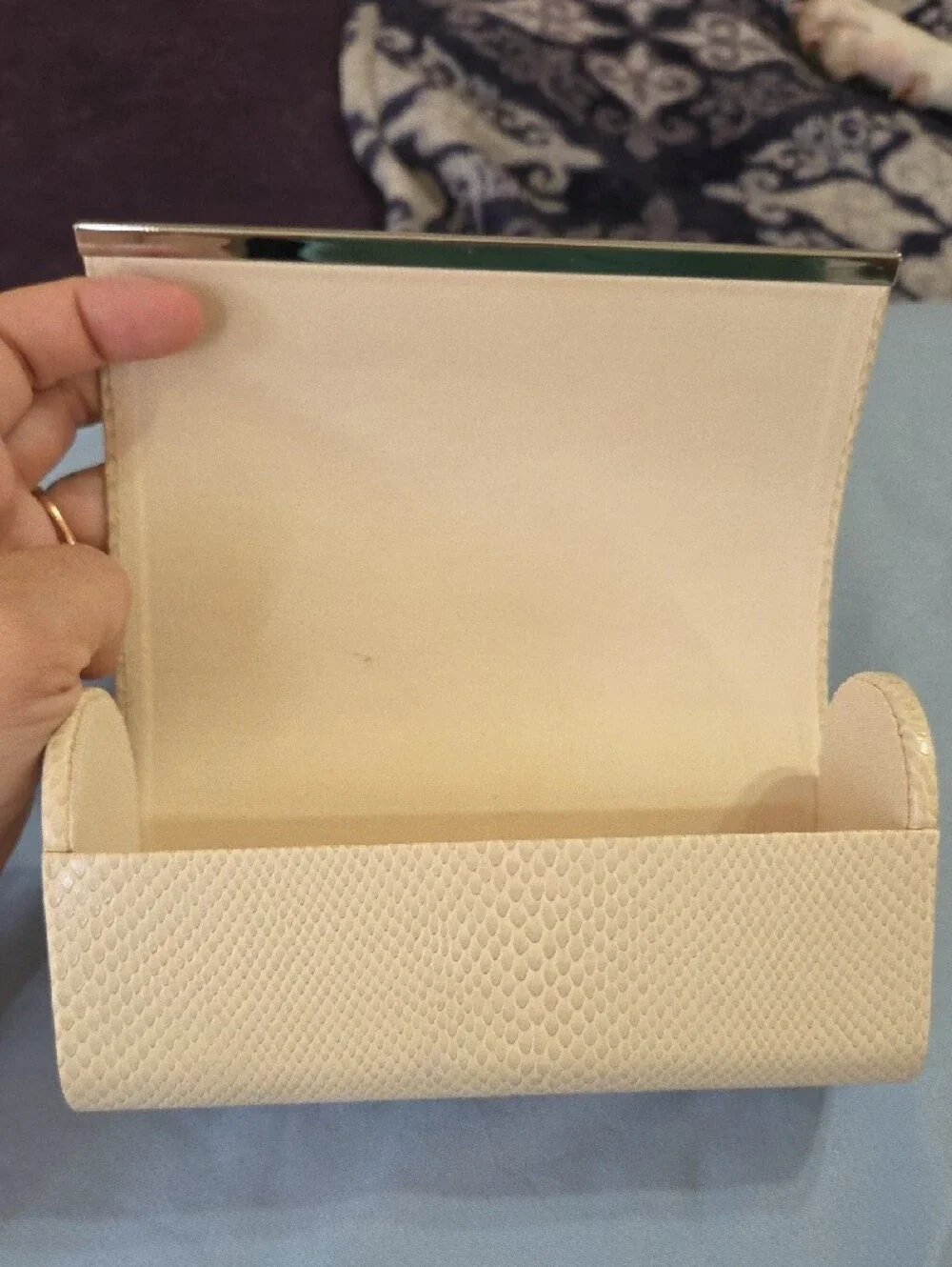 Jimmy Choo Ivory Textured Snake-Embossed with Silver Trim CASE ONLY